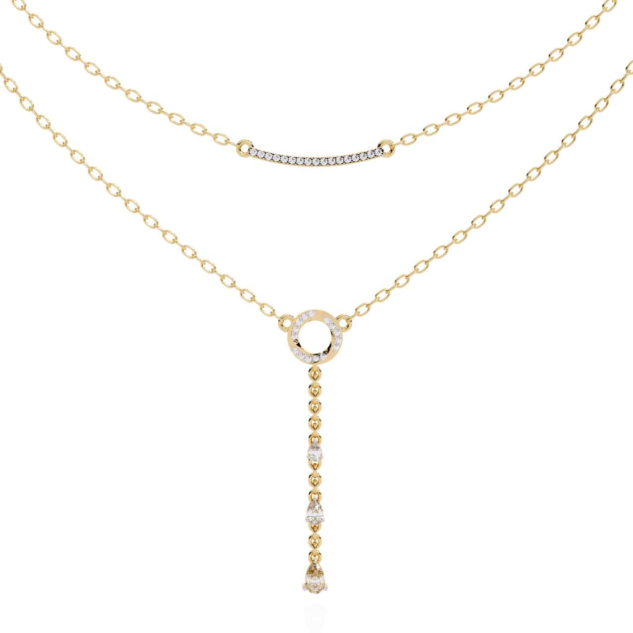 Elegant Circle Drop Diamond Necklace